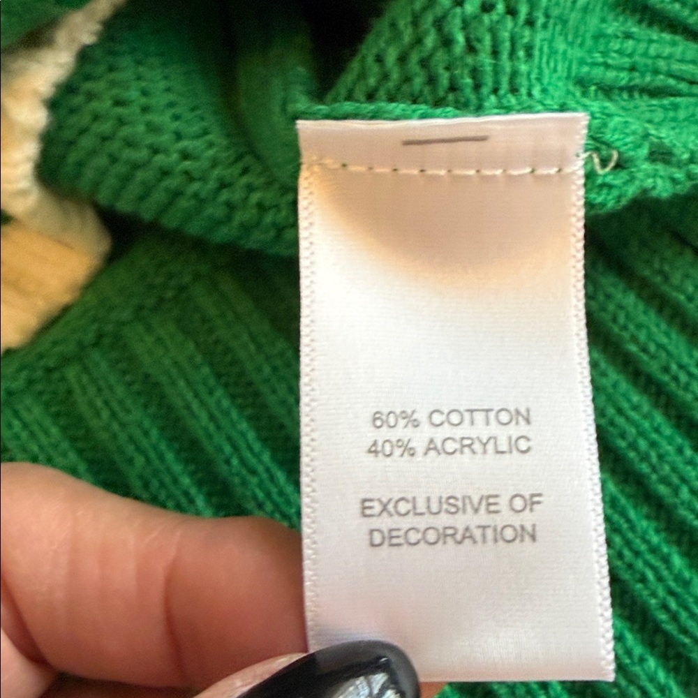 Marled Green Crewneck Sweater with Tennis Racket Appliqué - Picture 5 of 7